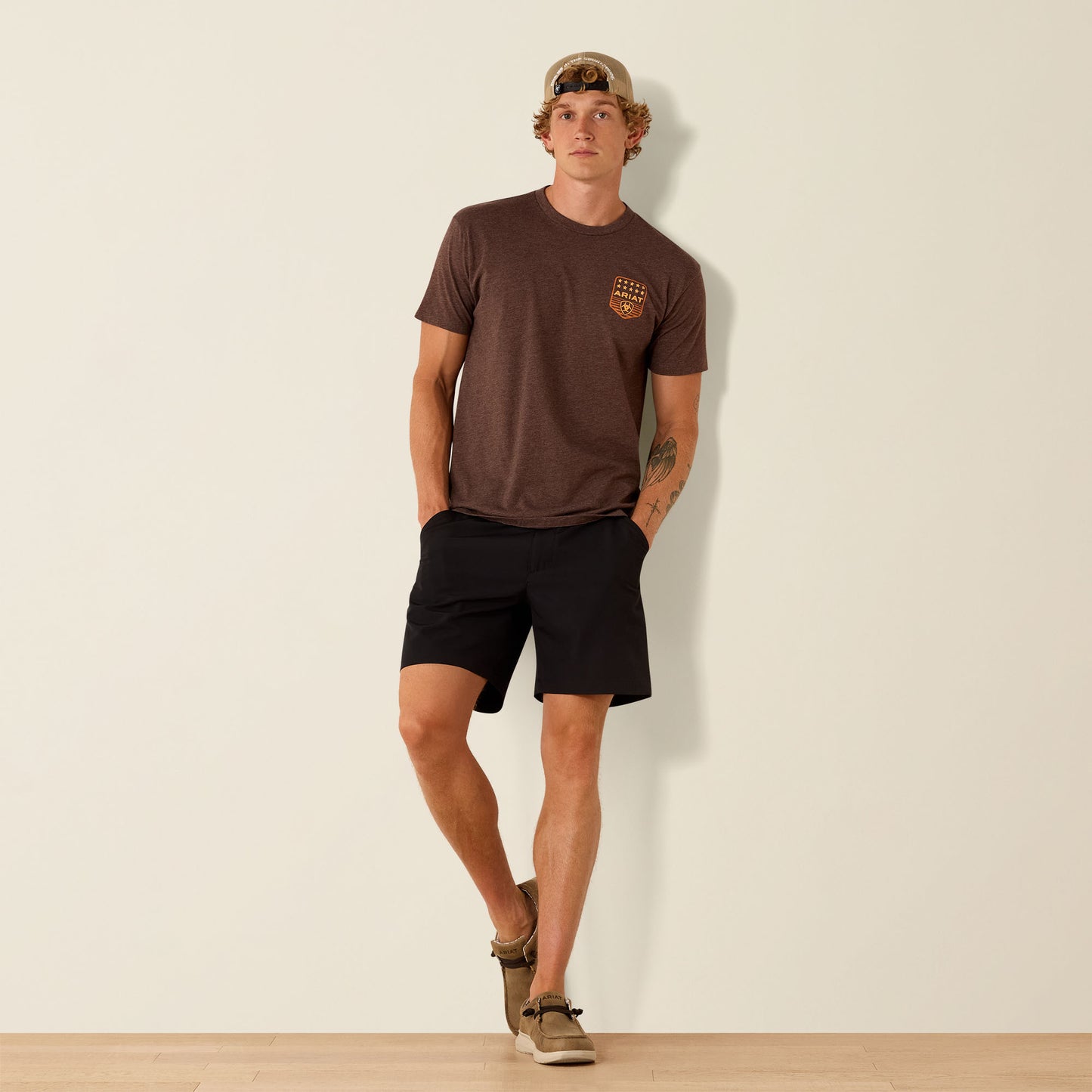 Ariat Stripe Patriotic Badge T-Shirt - Brown