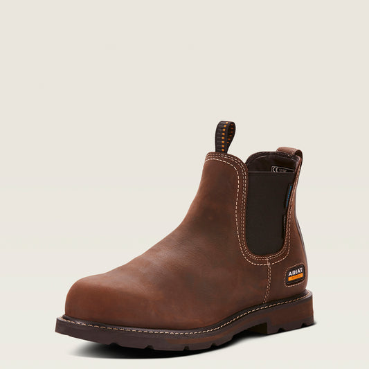 Ariat Groundbreaker Chelsea Waterproof Steel Toe Work Boot - BROWN