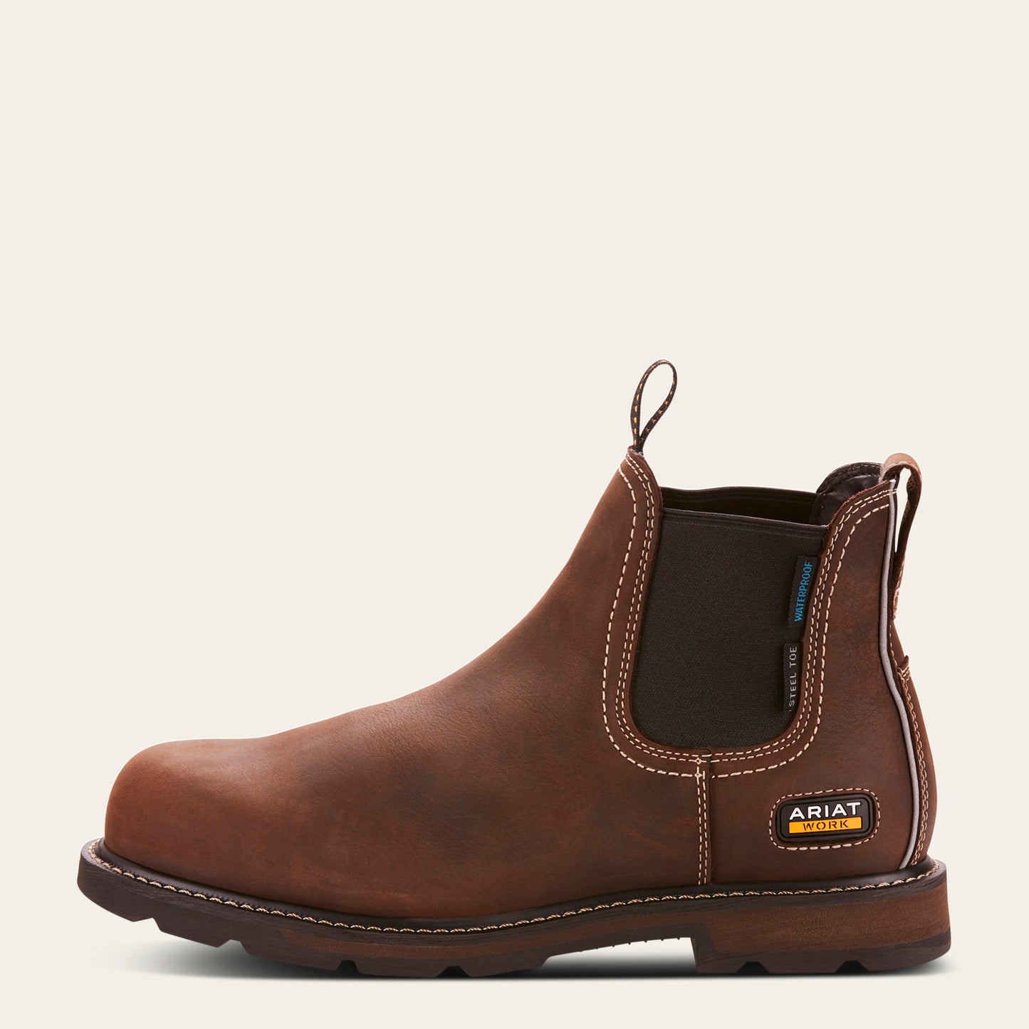 Ariat Groundbreaker Chelsea Waterproof Steel Toe Work Boot - BROWN