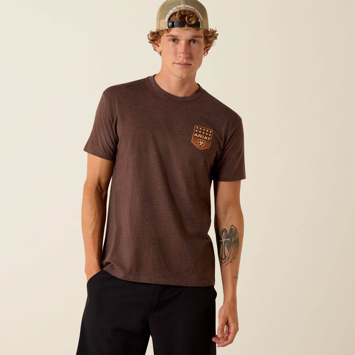Ariat Stripe Patriotic Badge T-Shirt - Brown