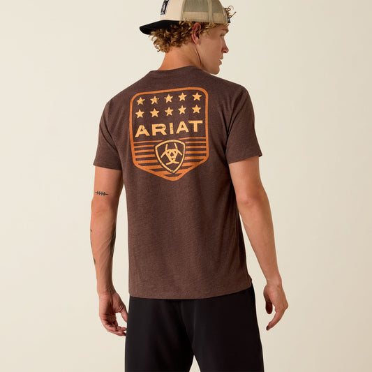 Ariat Stripe Patriotic Badge T-Shirt - Brown